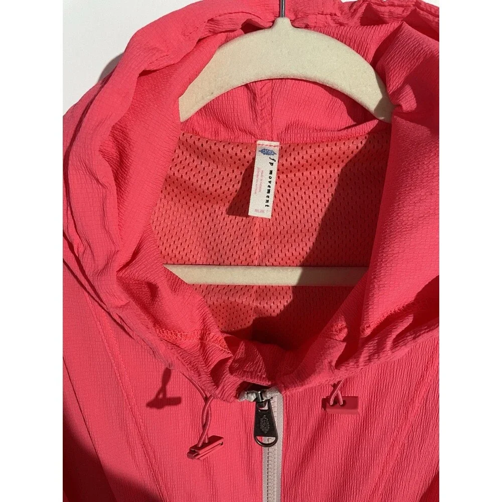 Free People Movement Jacket M Pink Solid Run Wild Hooded Athleisure Gym Training